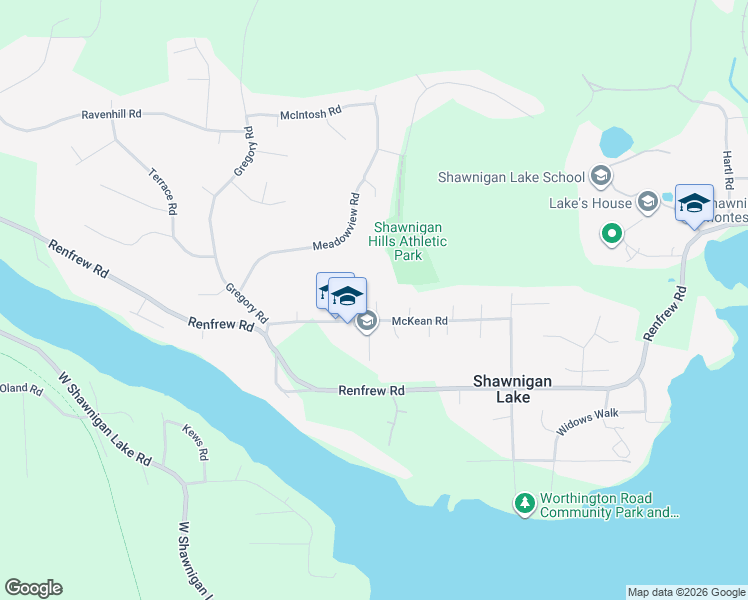 map of restaurants, bars, coffee shops, grocery stores, and more near 2754 Scobhal Road in Shawnigan Lake