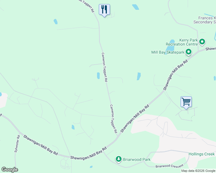 map of restaurants, bars, coffee shops, grocery stores, and more near 2765 Cameron Taggart Road in Mill Bay