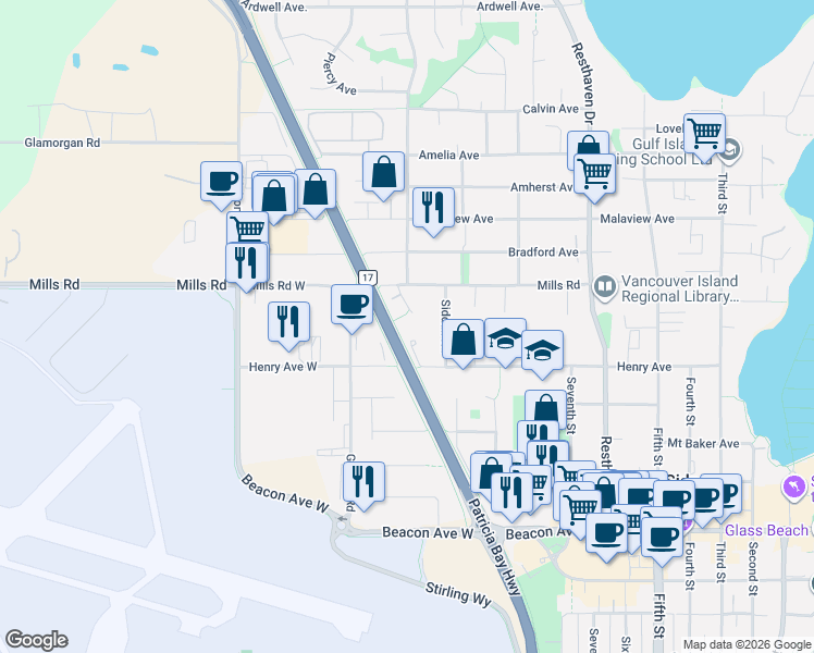 map of restaurants, bars, coffee shops, grocery stores, and more near in Sidney