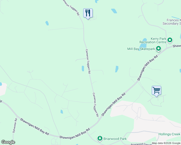 map of restaurants, bars, coffee shops, grocery stores, and more near 2765 Cameron Taggart Road in Mill Bay