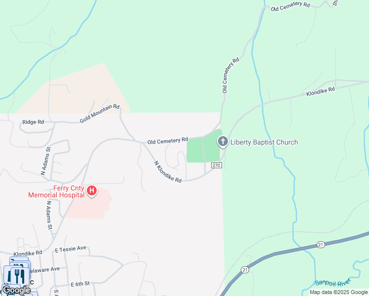 map of restaurants, bars, coffee shops, grocery stores, and more near 103 Klondike Road in Republic