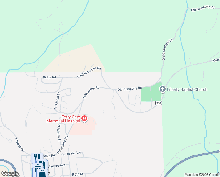 map of restaurants, bars, coffee shops, grocery stores, and more near Klondike Road in Republic