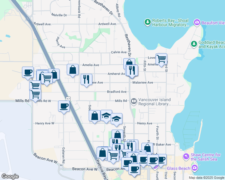map of restaurants, bars, coffee shops, grocery stores, and more near 10125 Pleasant Street in Sidney