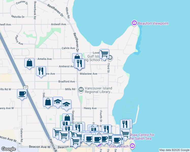 map of restaurants, bars, coffee shops, grocery stores, and more near 10147 Fifth Street in Sidney