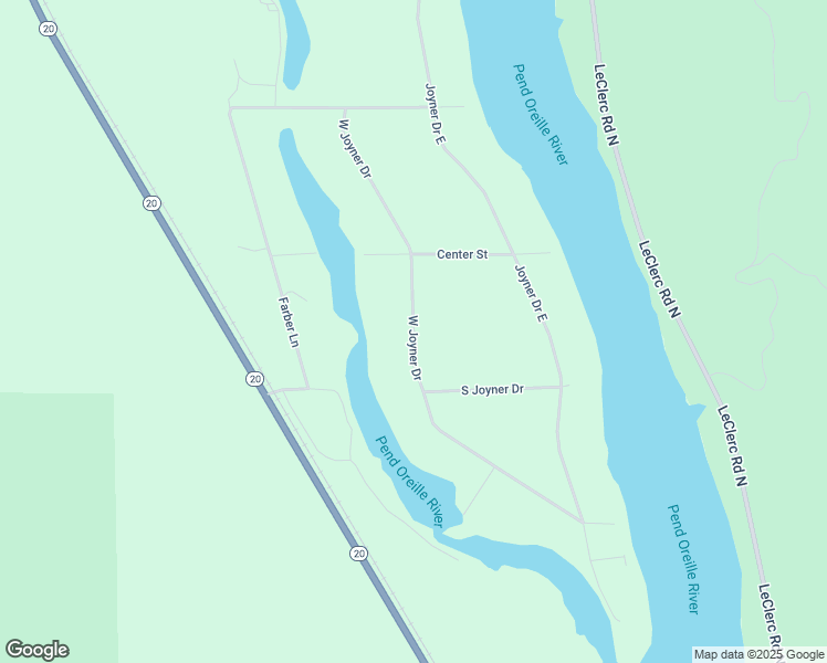 map of restaurants, bars, coffee shops, grocery stores, and more near West Joyner Drive in Pend Oreille County