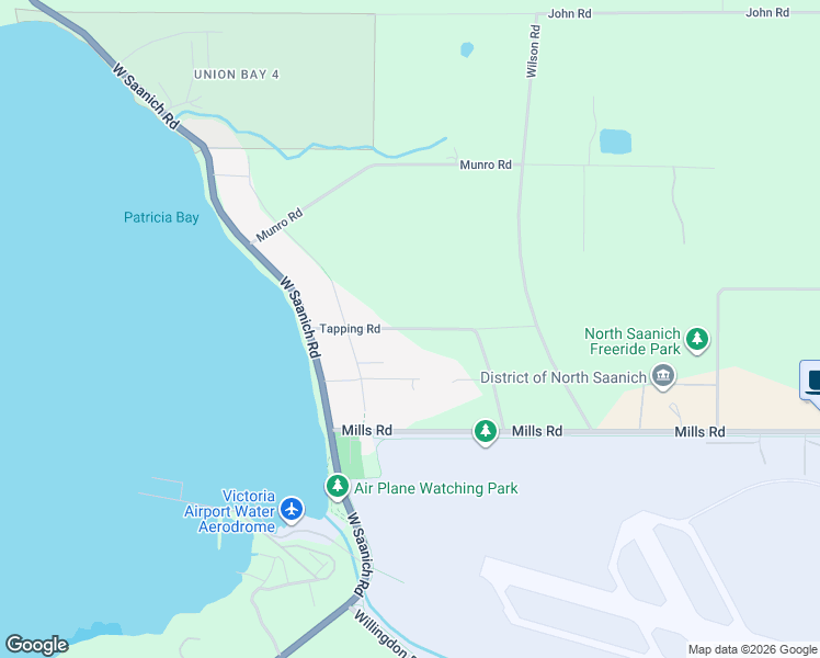 map of restaurants, bars, coffee shops, grocery stores, and more near Tapping Road in North Saanich