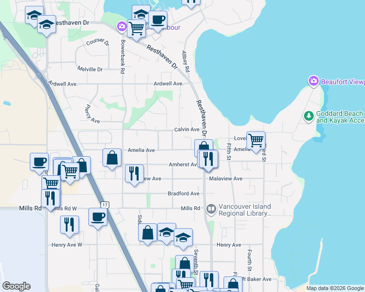map of restaurants, bars, coffee shops, grocery stores, and more near 2293 Amelia Avenue in Sidney