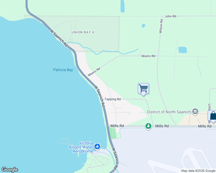 map of restaurants, bars, coffee shops, grocery stores, and more near Tsaykum Road in North Saanich