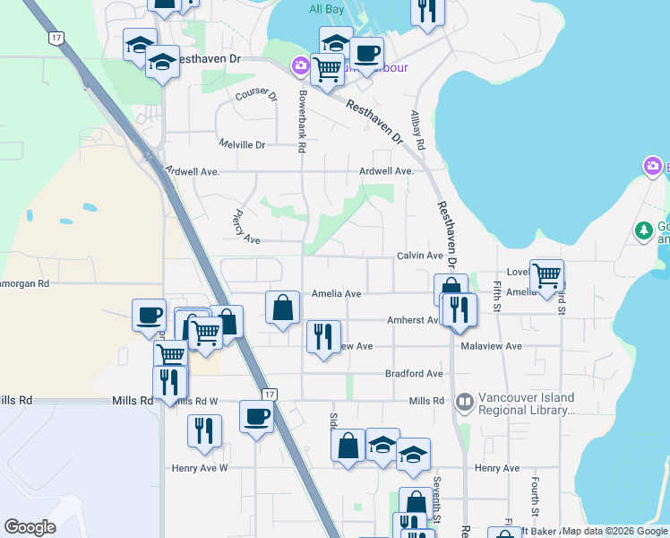 map of restaurants, bars, coffee shops, grocery stores, and more near in Sidney