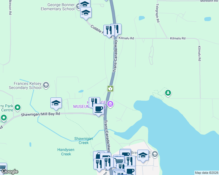 map of restaurants, bars, coffee shops, grocery stores, and more near 315 Island Highway in Mill Bay