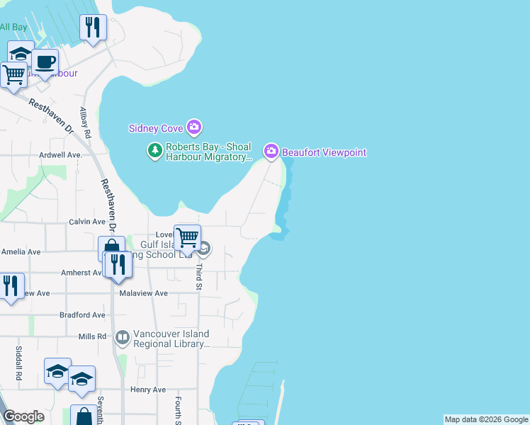 map of restaurants, bars, coffee shops, grocery stores, and more near 2531 Goddard Road in Sidney