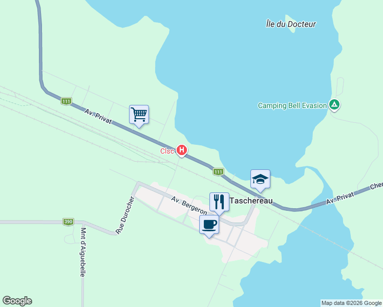 map of restaurants, bars, coffee shops, grocery stores, and more near 364 Avenue Privat in Taschereau