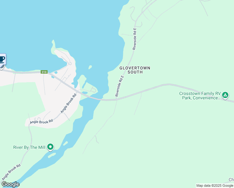 map of restaurants, bars, coffee shops, grocery stores, and more near 7 East Riverside Road in Glovertown