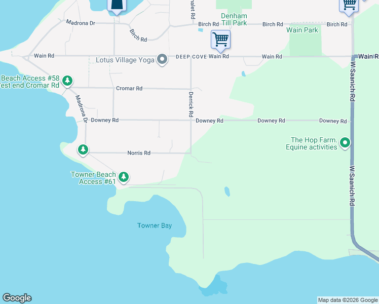 map of restaurants, bars, coffee shops, grocery stores, and more near in North Saanich