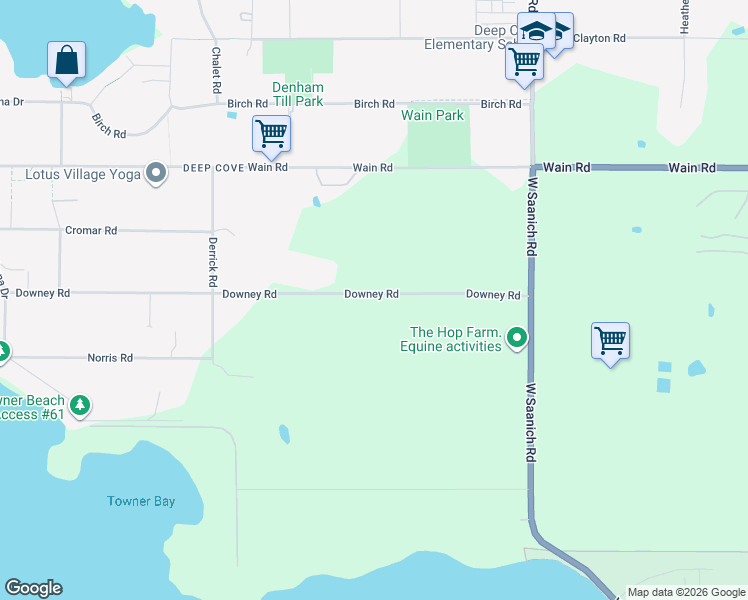 map of restaurants, bars, coffee shops, grocery stores, and more near 845 Downey Road in North Saanich