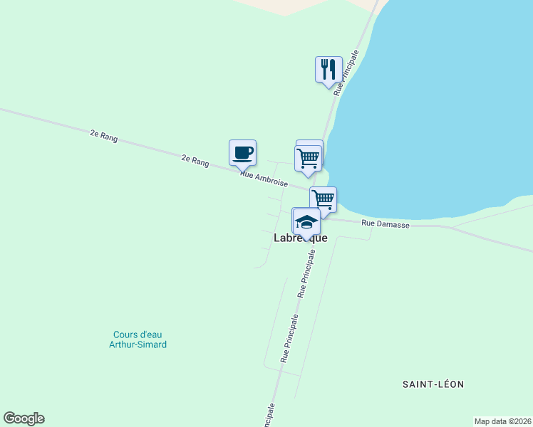 map of restaurants, bars, coffee shops, grocery stores, and more near 2e Avenue in Labrecque