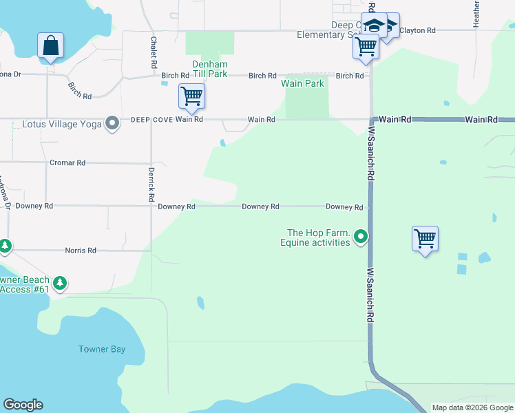 map of restaurants, bars, coffee shops, grocery stores, and more near 845 Downey Road in North Saanich