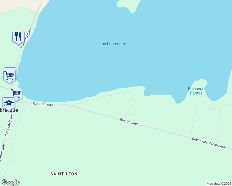 map of restaurants, bars, coffee shops, grocery stores, and more near 2895 Rue Simard in Labrecque