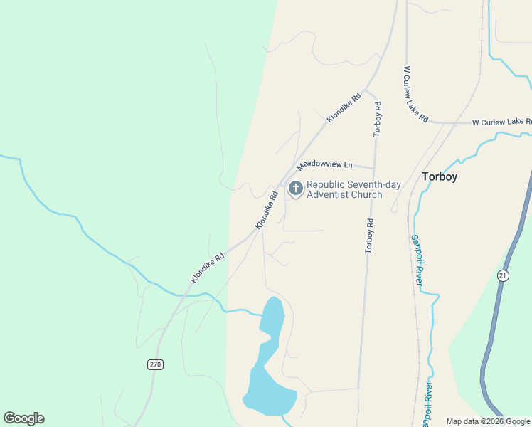 map of restaurants, bars, coffee shops, grocery stores, and more near 376 Klondike Road in Republic