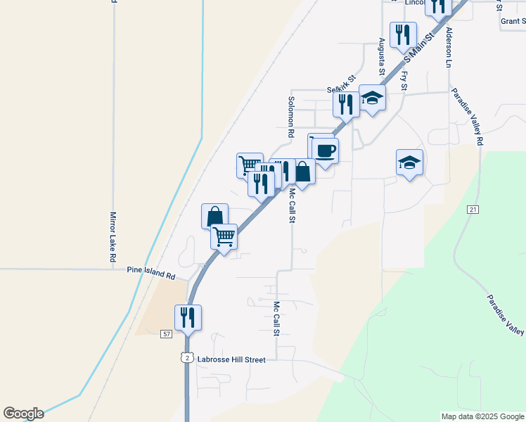map of restaurants, bars, coffee shops, grocery stores, and more near 6494-6598 South Main Street in Bonners Ferry