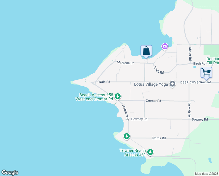 map of restaurants, bars, coffee shops, grocery stores, and more near 389 Wain Road in North Saanich