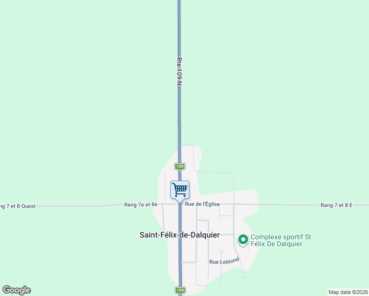 map of restaurants, bars, coffee shops, grocery stores, and more near Route 109 Nord in Abitibi-Témiscamingue