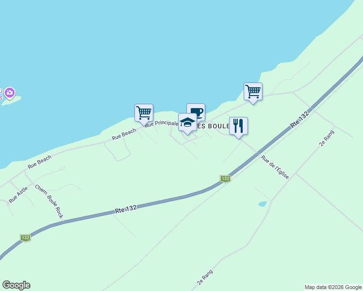 map of restaurants, bars, coffee shops, grocery stores, and more near in Métis-sur-Mer