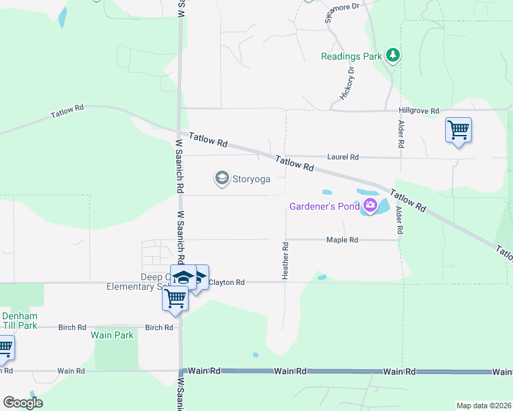 map of restaurants, bars, coffee shops, grocery stores, and more near 1117 Cypress Road in North Saanich