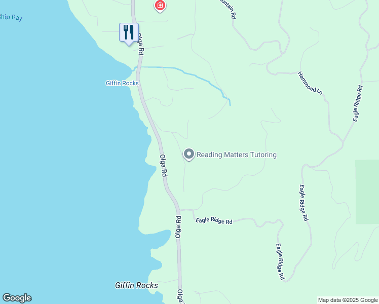 map of restaurants, bars, coffee shops, grocery stores, and more near 227 Bromley Drive in Eastsound