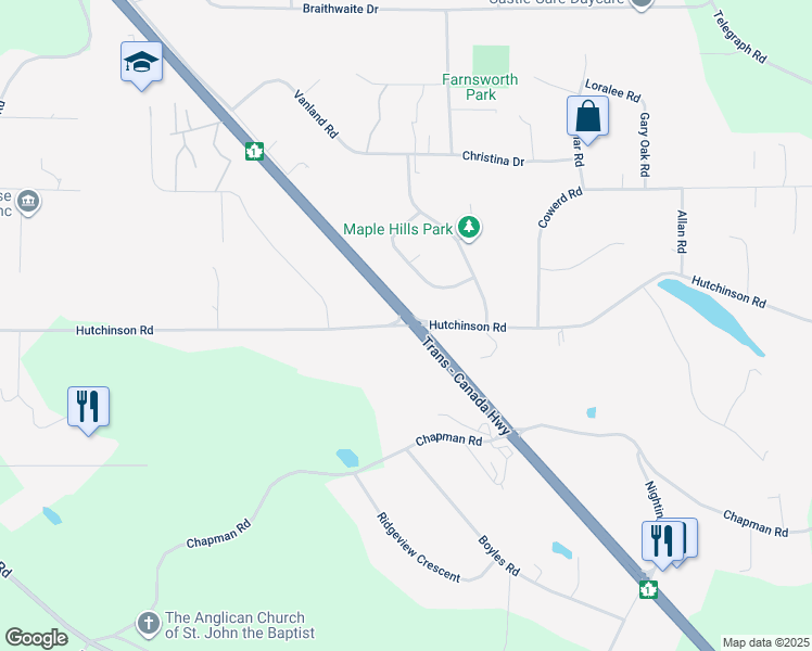 map of restaurants, bars, coffee shops, grocery stores, and more near 3530 Hidden Oaks Crescent in Cobble Hill