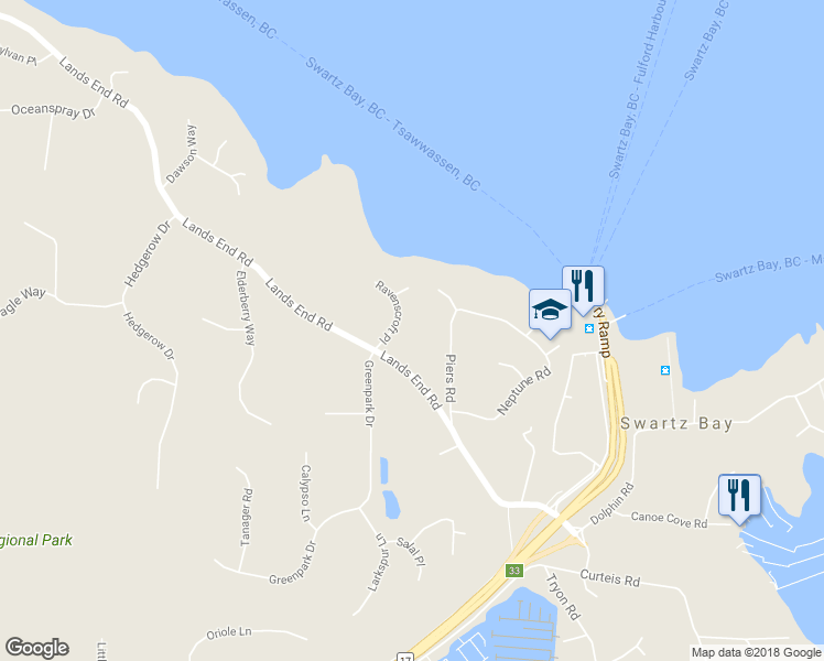 map of restaurants, bars, coffee shops, grocery stores, and more near 11273 Ravenscroft Place in North Saanich