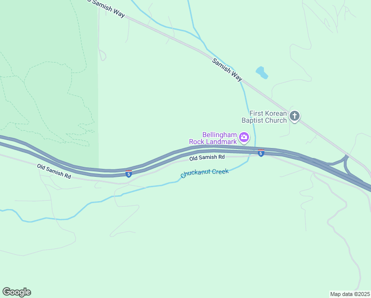 map of restaurants, bars, coffee shops, grocery stores, and more near Interstate 5 in Bellingham