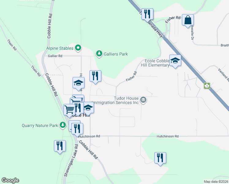 map of restaurants, bars, coffee shops, grocery stores, and more near 1405 Fairfield Road in Cobble Hill
