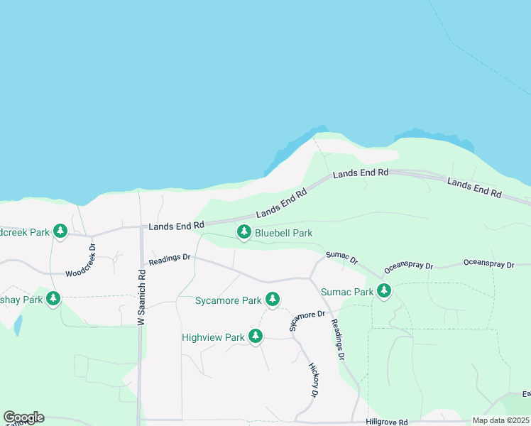 map of restaurants, bars, coffee shops, grocery stores, and more near Lands End Road in Sidney