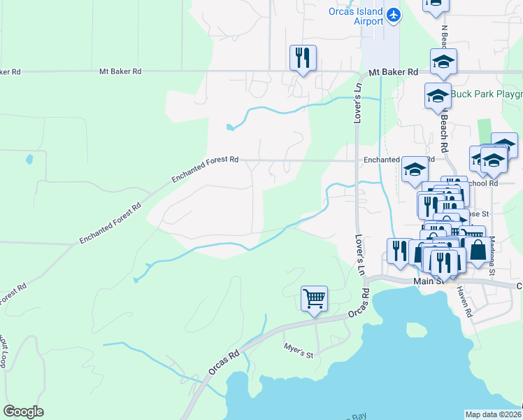 map of restaurants, bars, coffee shops, grocery stores, and more near 141 View Haven Road in Eastsound