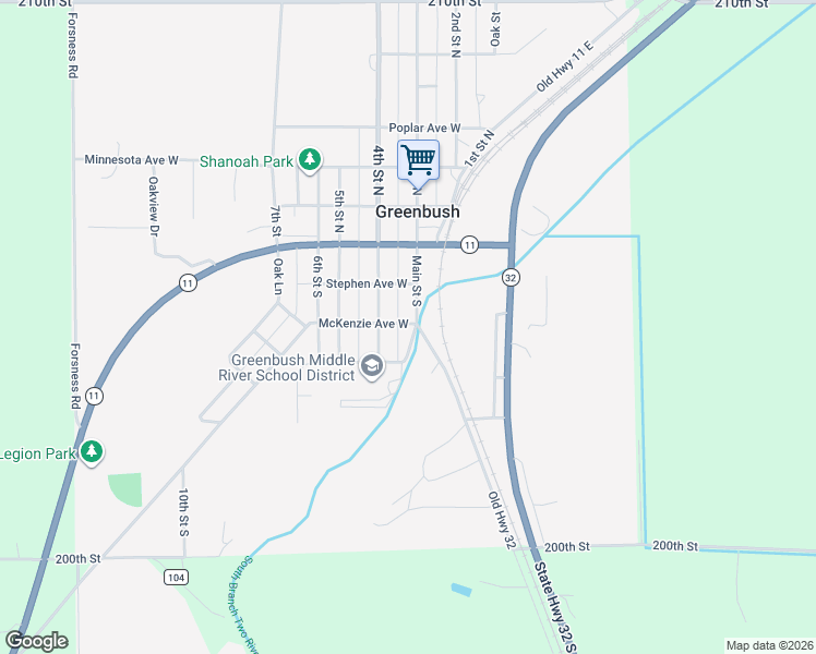 map of restaurants, bars, coffee shops, grocery stores, and more near 226 Main Street South in Greenbush