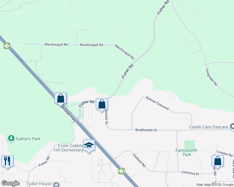 map of restaurants, bars, coffee shops, grocery stores, and more near 1230 Fisher Road in Cobble Hill