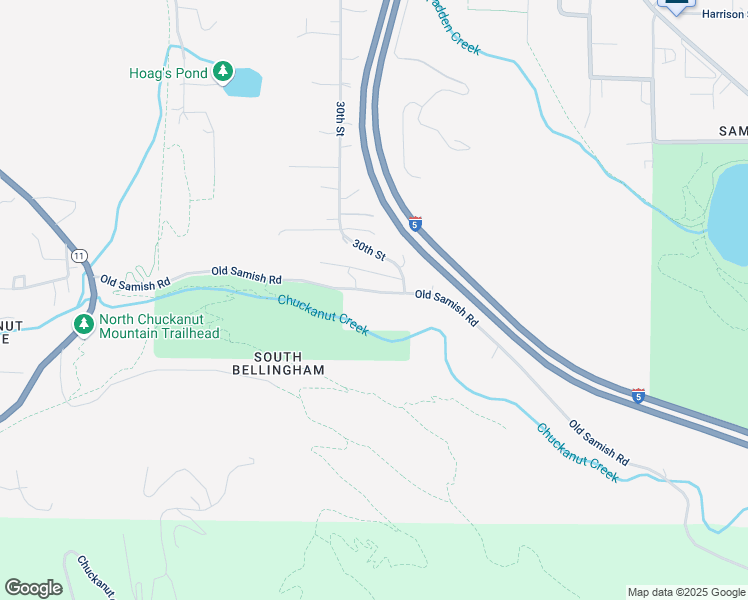map of restaurants, bars, coffee shops, grocery stores, and more near 1732 Old Samish Road in Bellingham