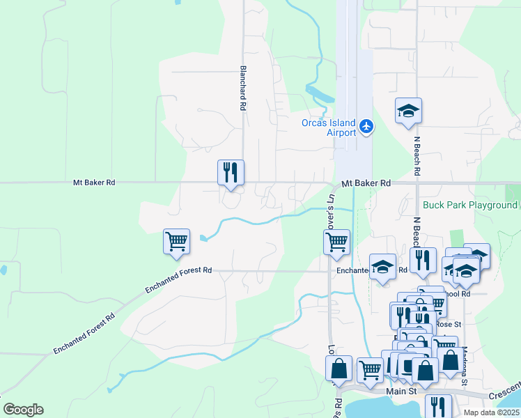 map of restaurants, bars, coffee shops, grocery stores, and more near 84a Hope Lane in Eastsound