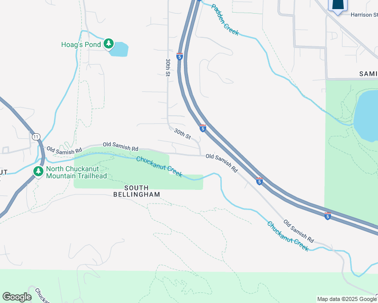 map of restaurants, bars, coffee shops, grocery stores, and more near 1732 Old Samish Road in Bellingham