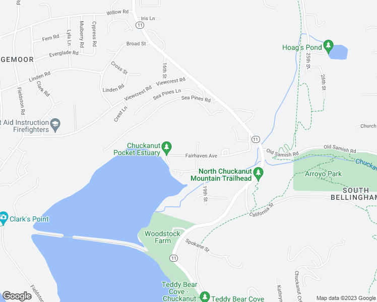 map of restaurants, bars, coffee shops, grocery stores, and more near 1711 Fairhaven Avenue in Bellingham