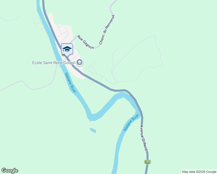 map of restaurants, bars, coffee shops, grocery stores, and more near 201 Avenue Saint René in Lac-Humqui