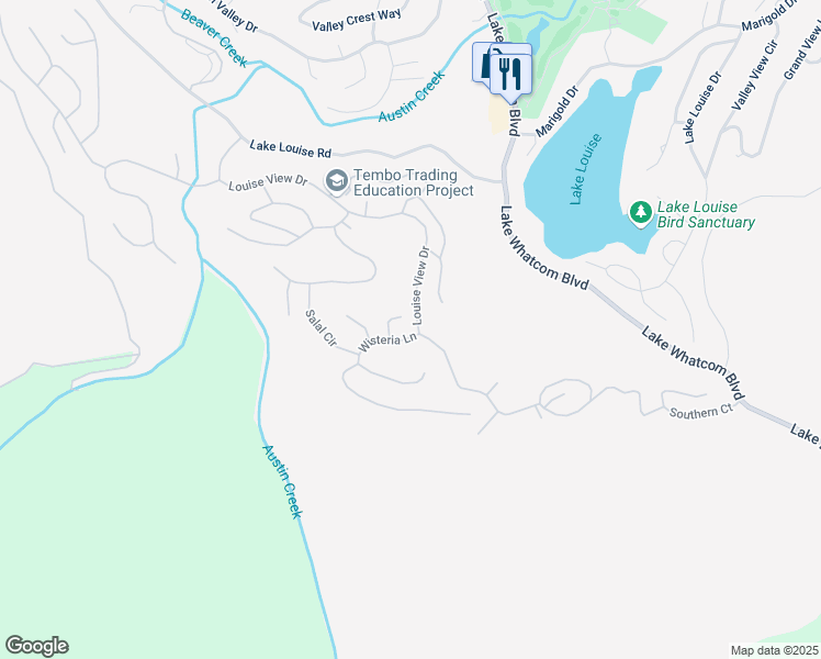 map of restaurants, bars, coffee shops, grocery stores, and more near 66 Louise View Drive in Bellingham
