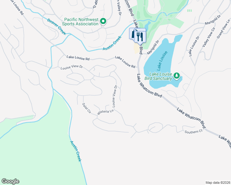 map of restaurants, bars, coffee shops, grocery stores, and more near 64 Louise View Drive in Bellingham