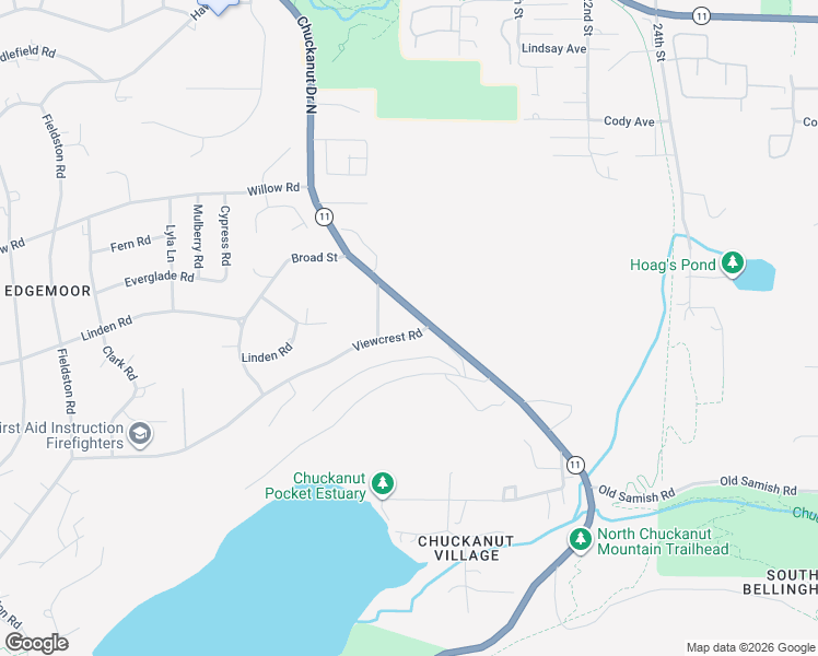 map of restaurants, bars, coffee shops, grocery stores, and more near 105 Viewcrest Road in Bellingham