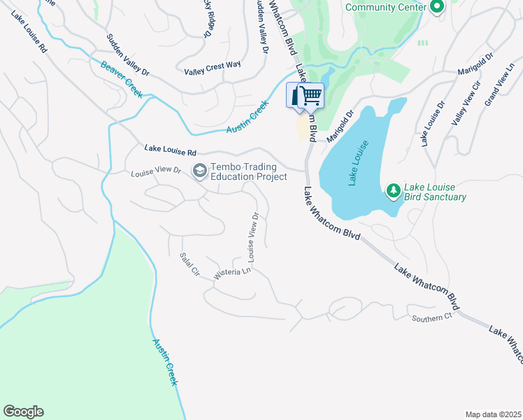 map of restaurants, bars, coffee shops, grocery stores, and more near 58 Louise View Drive in Bellingham