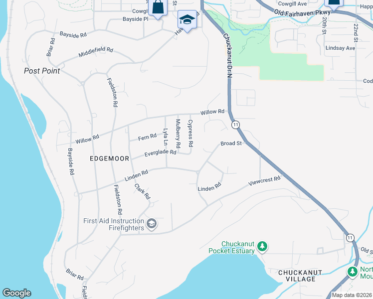 map of restaurants, bars, coffee shops, grocery stores, and more near 514 Cypress Road in Bellingham