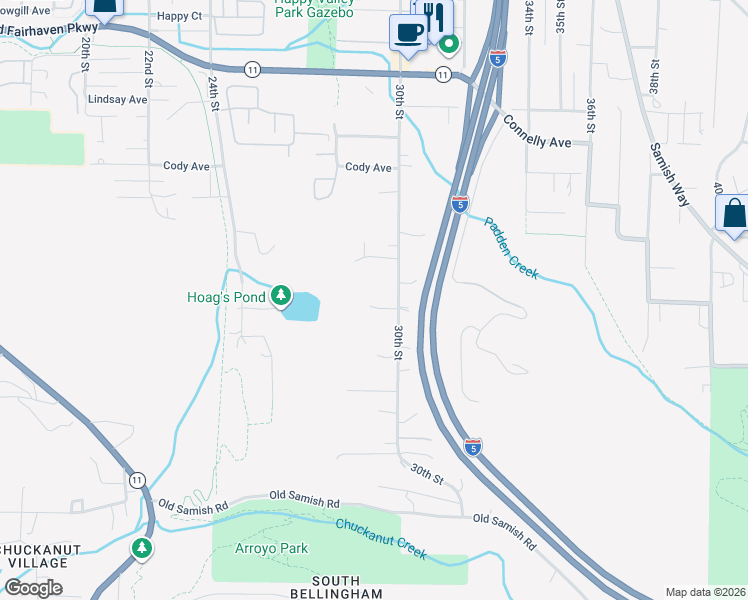 map of restaurants, bars, coffee shops, grocery stores, and more near 2917 Broad Street in Bellingham