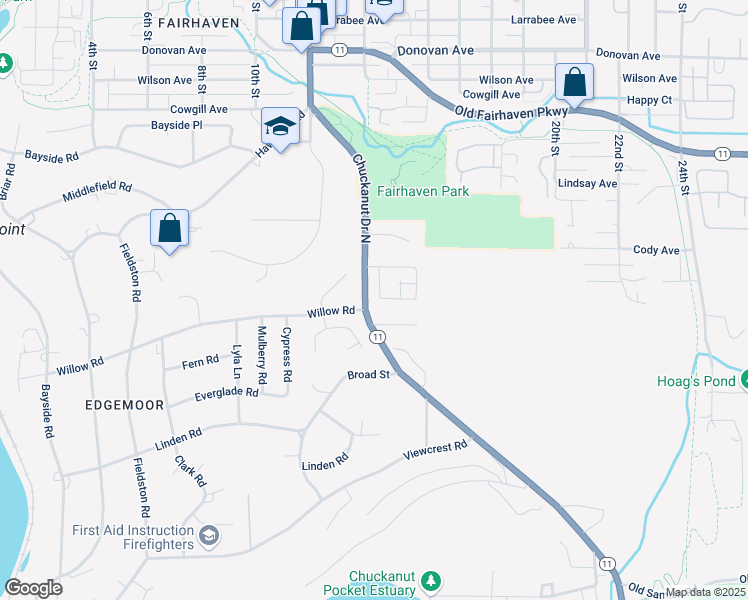 map of restaurants, bars, coffee shops, grocery stores, and more near 425 Chuckanut Drive North in Bellingham