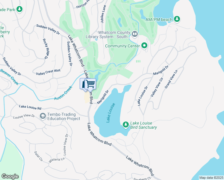 map of restaurants, bars, coffee shops, grocery stores, and more near 1800 Lake Whatcom Boulevard in Bellingham